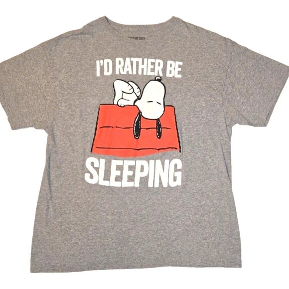Men's "I'd Rather Be Sleeping" Snoopy on Doghouse - Gray XL T-shirt. NWOT - Picture 1 of 2